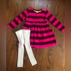 Velvet dress with knit leggings! Mini Boden